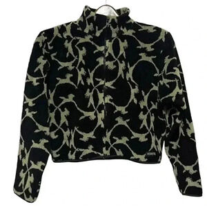 Kerrits Black & Camel Brown Horse Crop Full Zip Fleece Jacket Size S Equestrian